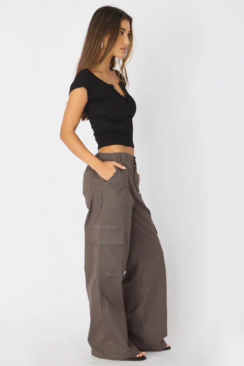 Grey Cargo Pant Mid Rise - Image 2