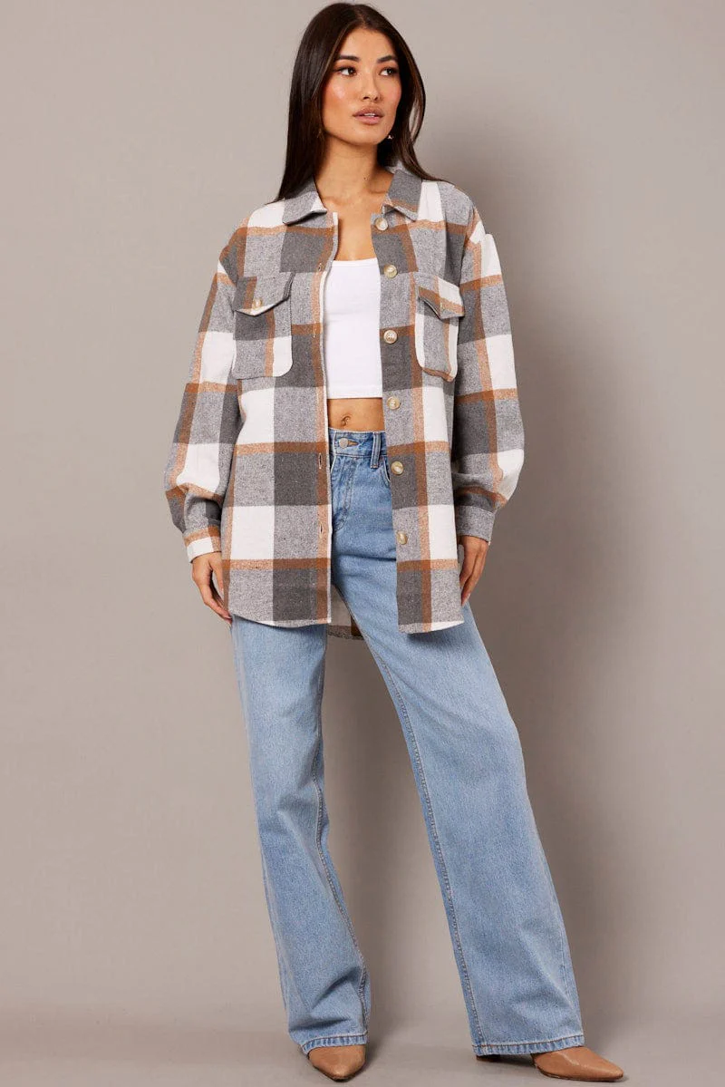 Grey Check Relaxed Shirt Long Sleeve - Image 2