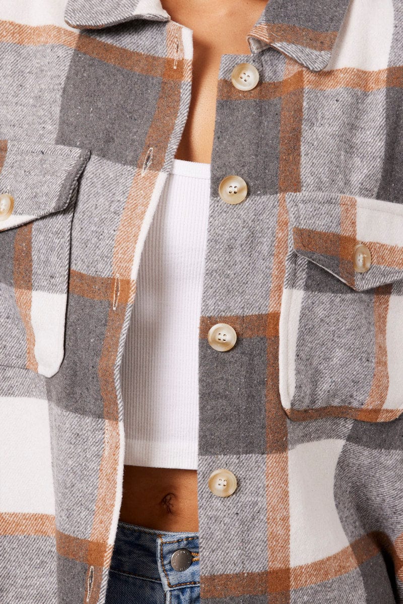 Grey Check Relaxed Shirt Long Sleeve - Image 6