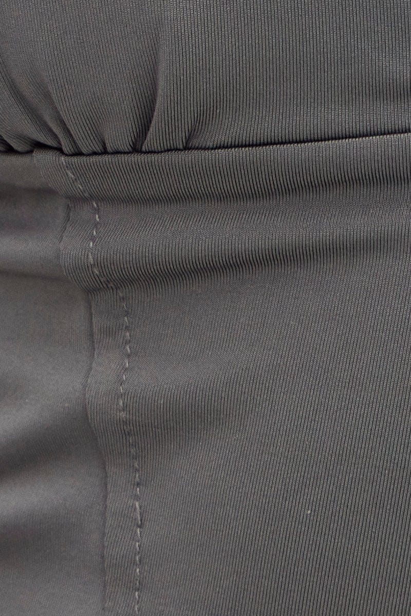 Grey Corset Detail Top Sleeveless Crop Slinky Jersey - Image 6
