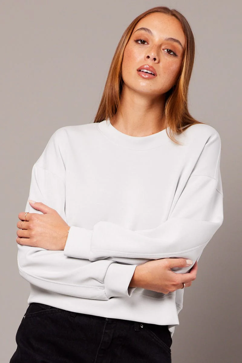 Grey Crop Sweater Long Sleeve Oversized - Image 3