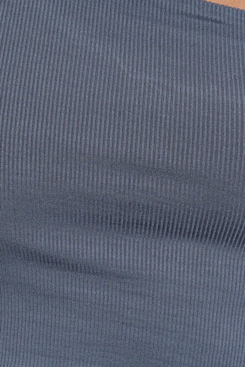 Grey Crop Top Sleeveless One Shoulder - Image 6