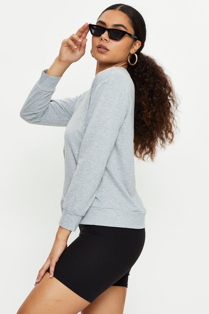 Grey Cut Out Sweater - Image 4