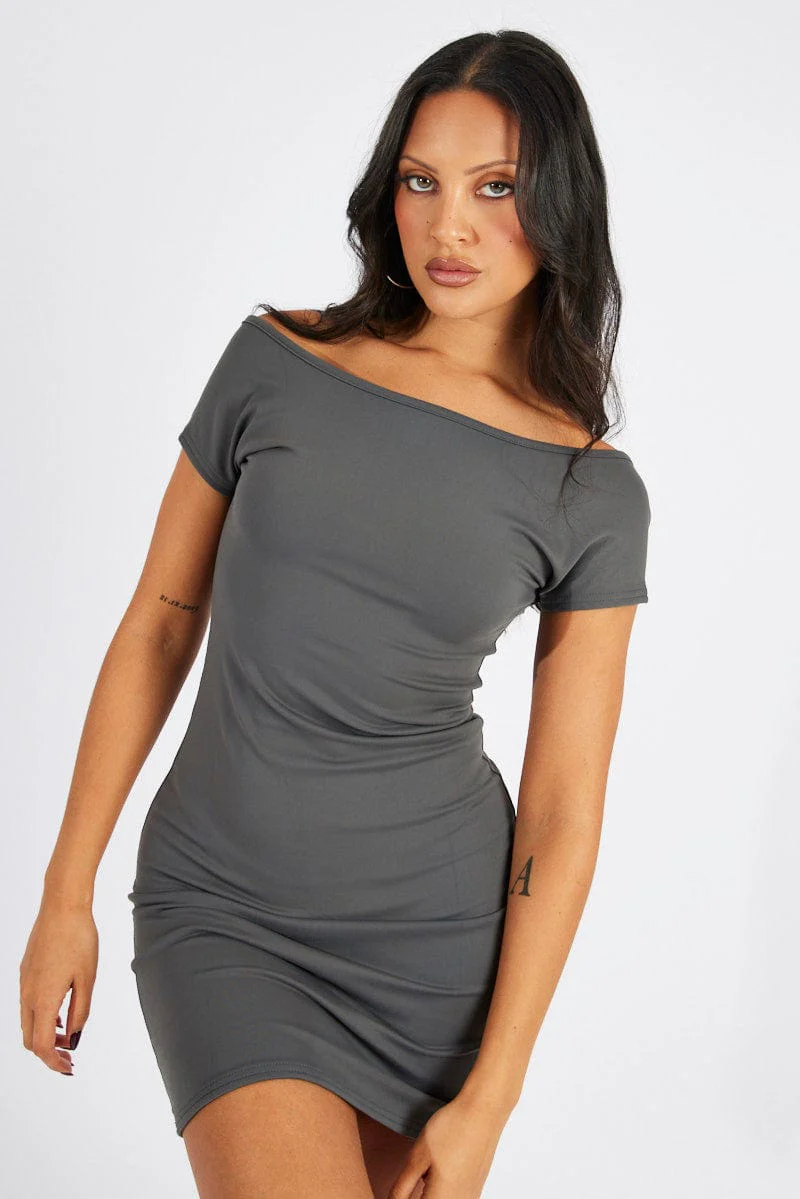 Grey Dress Short Sleeve Open Back Supersoft - Image 2