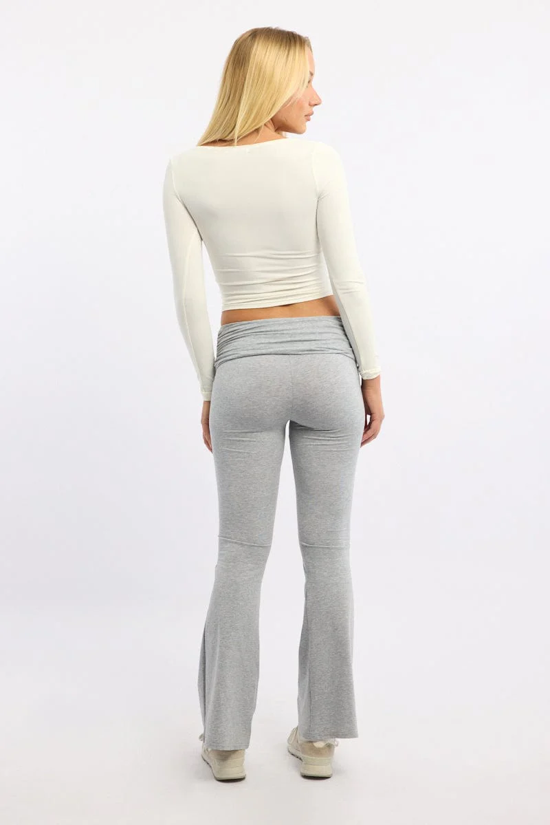 Grey Flare Leg Pants - Image 4