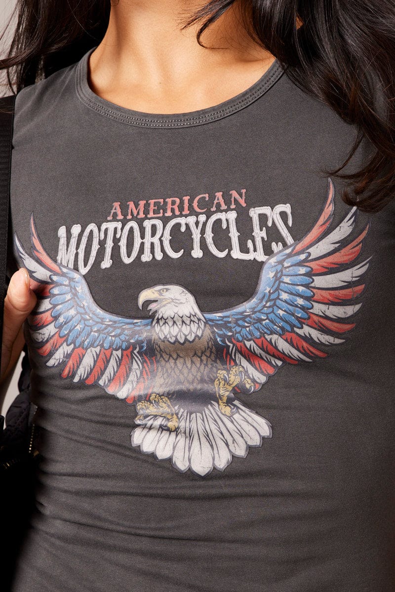 Grey Graphic Dress Short Sleeve - Image 6