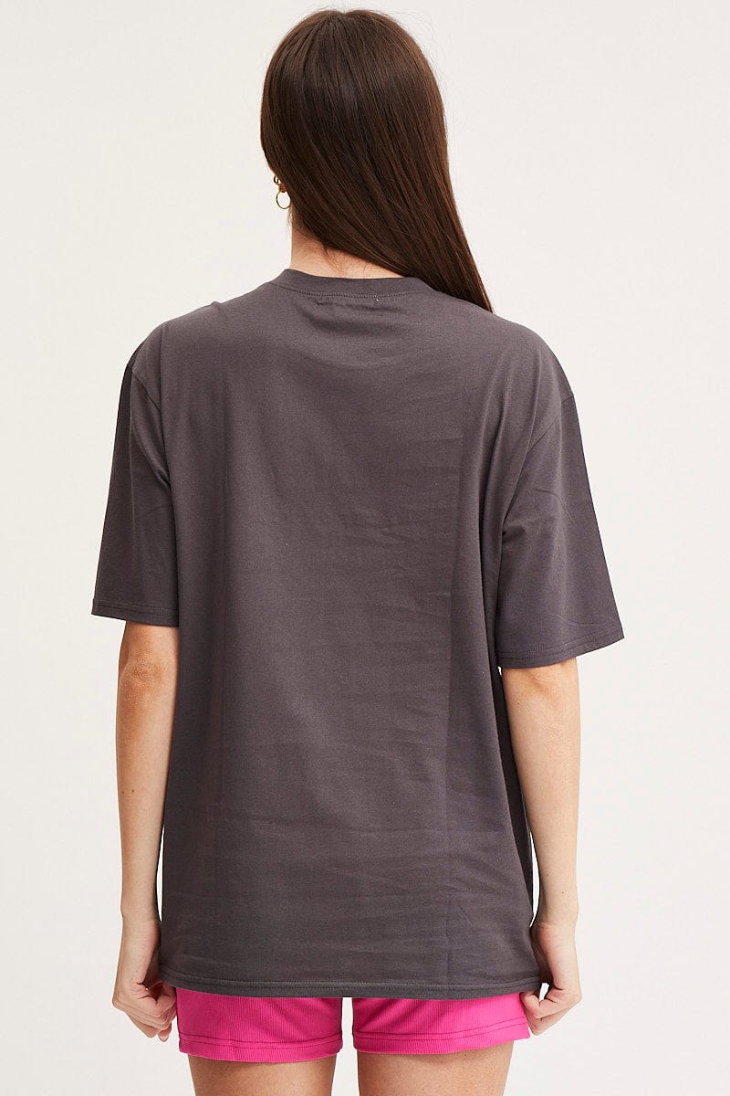 Grey Graphic T-Shirt Short Sleeve Embroided - Image 5