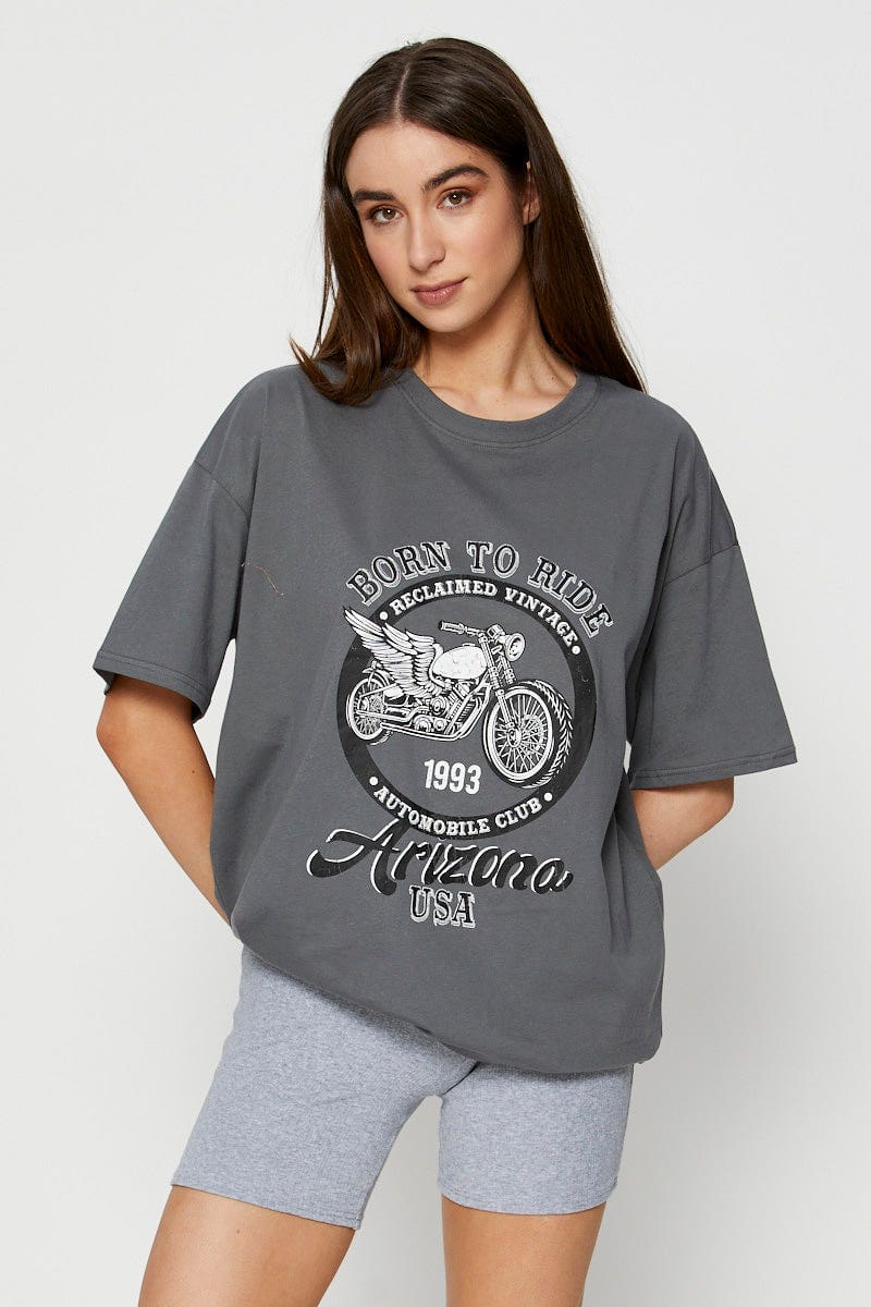 Grey Graphic T-Shirt Short Sleeve - Image 3