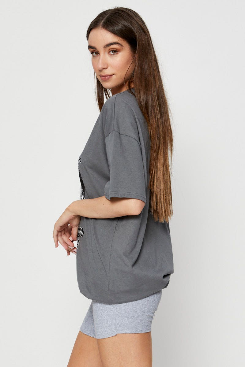 Grey Graphic T-Shirt Short Sleeve - Image 4