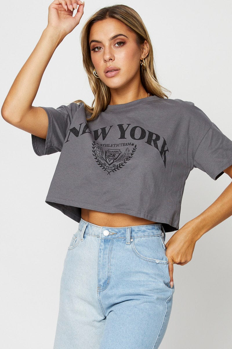 Grey Graphic T-Shirt Short Sleeve - Image 3