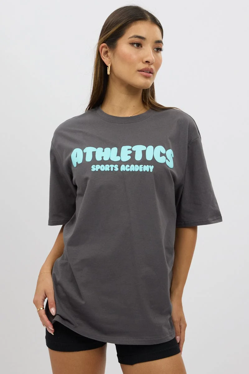 Grey Graphic Tee Short Sleeve - Image 3