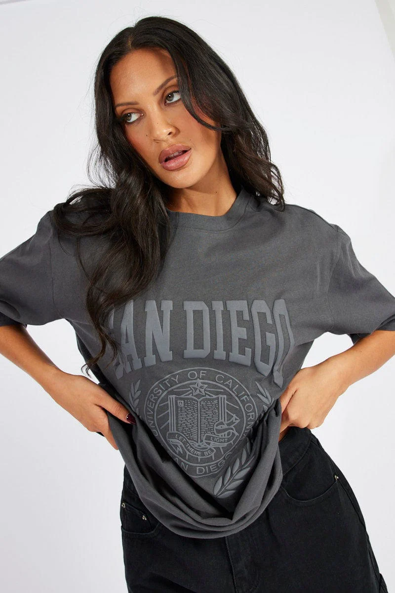 Grey Graphic Tee Short Sleeve - Image 3