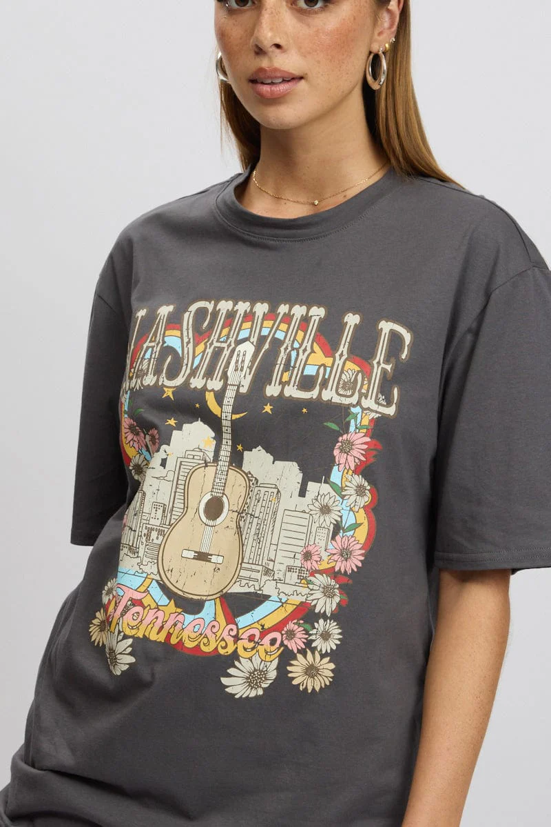 Grey Graphic Tee Short Sleeve - Image 6