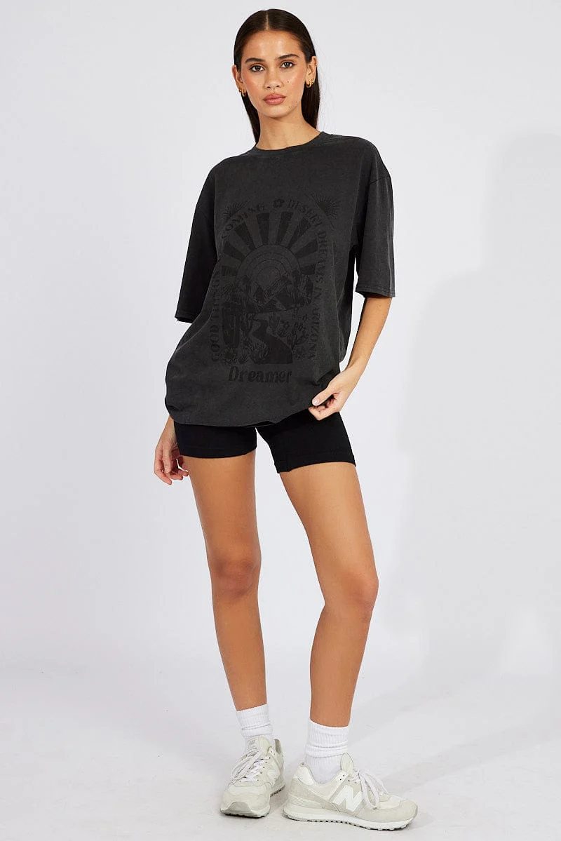 Grey Graphic Tee Short Sleeve - Image 2