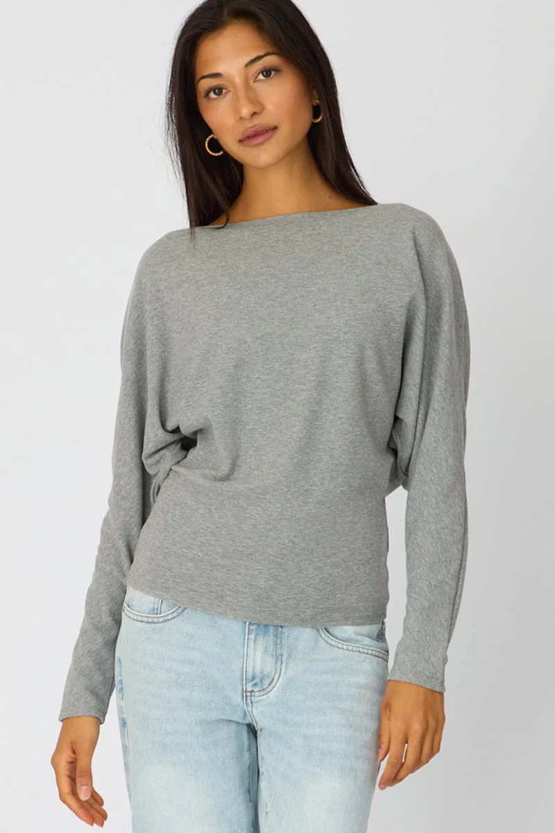 Grey Long Sleeve Relaxed Fit Top