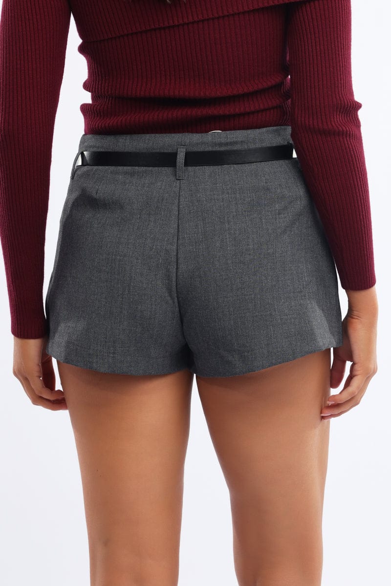 Grey Mini Skort Belted Skirt - Image 4