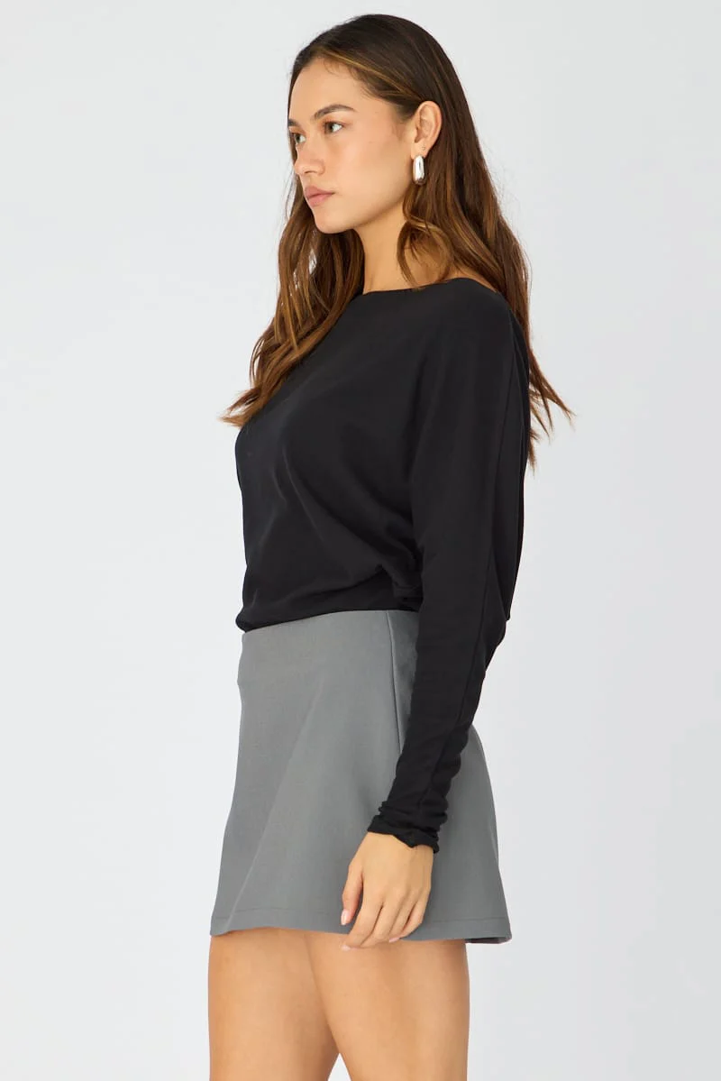 Grey Mini Skort Skirt High Rise Tailored - Image 4