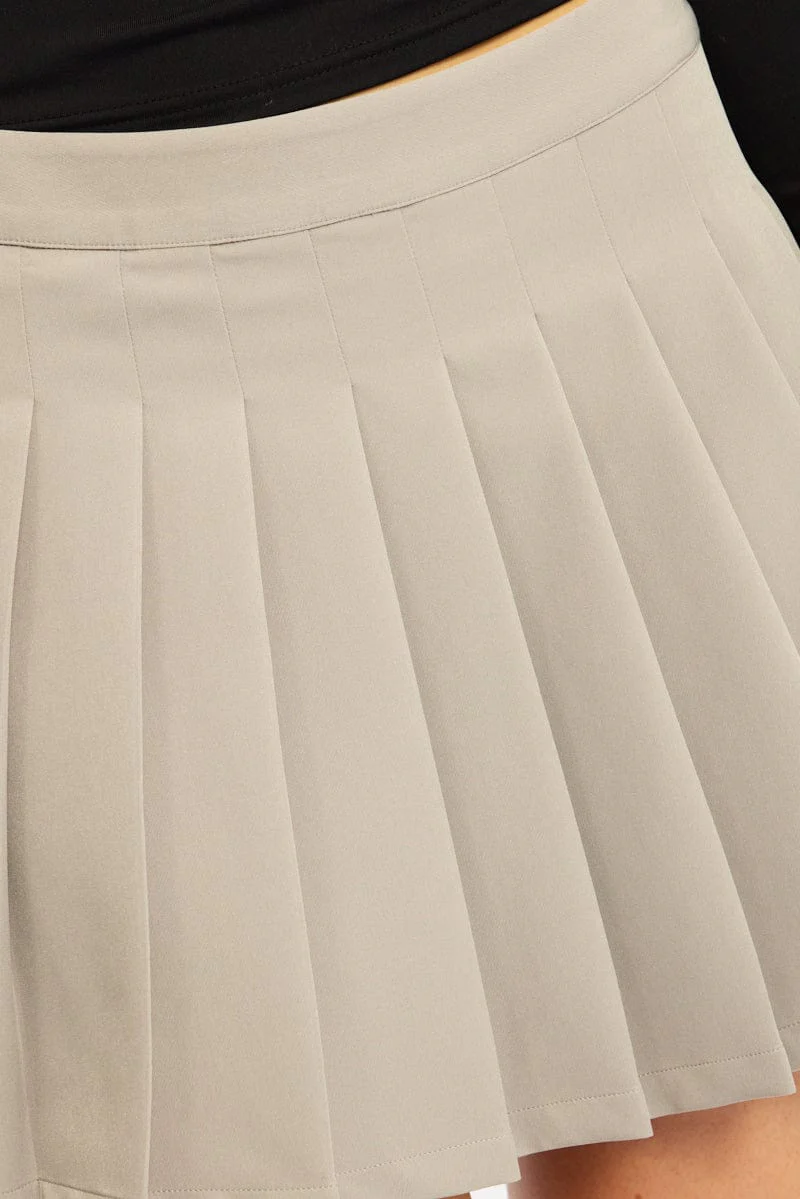 Grey Pleated Skirt Mid Rise Longline - Image 5