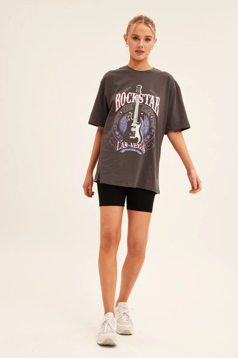 Grey T-Shirt Short Sleeve Crew Neck - Image 2