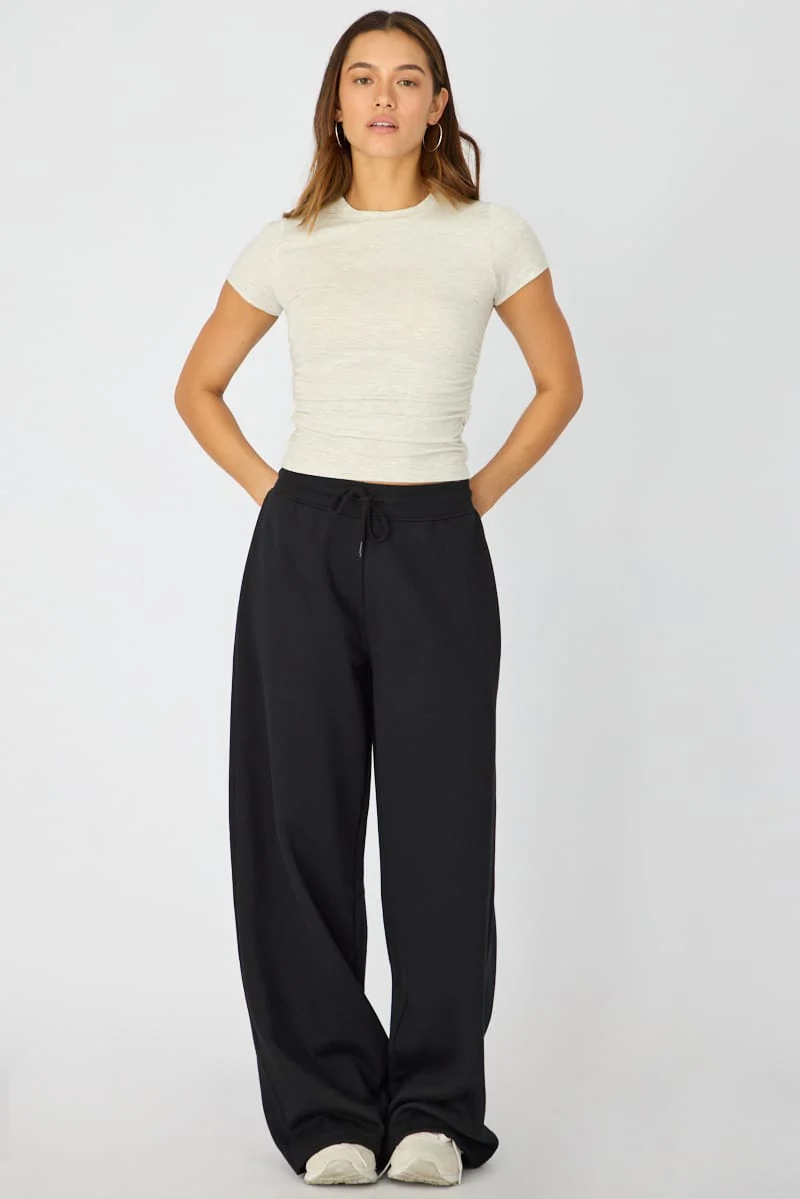 Grey T-shirt Short Sleeve Crew Neck Modal - Image 3