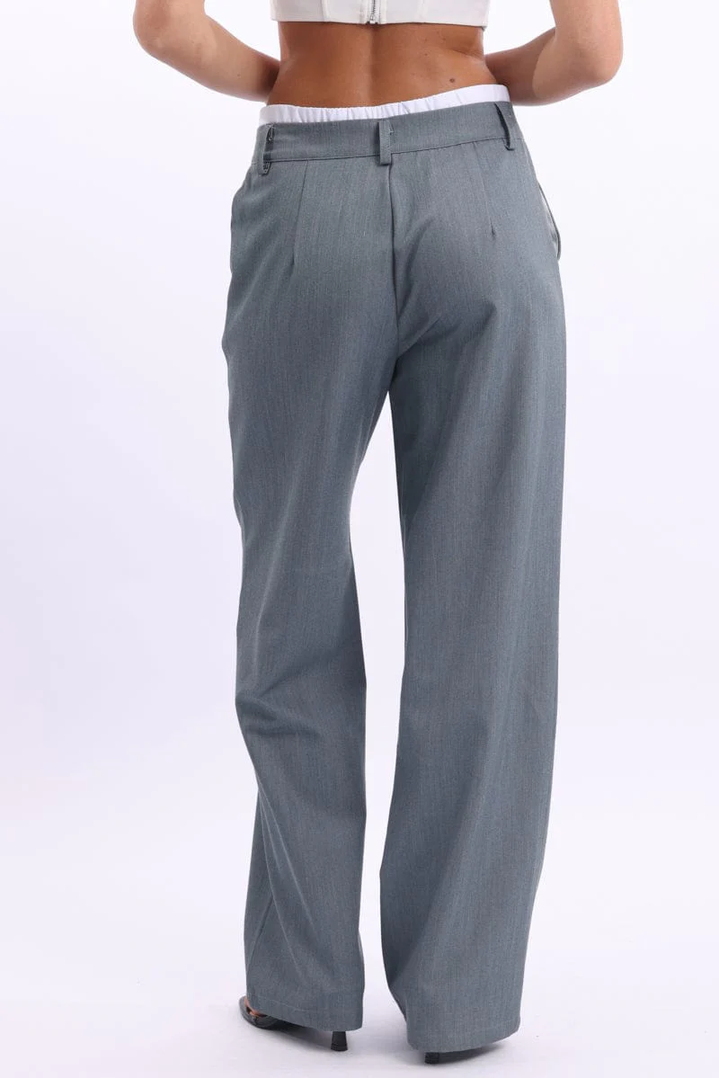 Grey Tailored Pants Boxer Wide Leg - Image 4