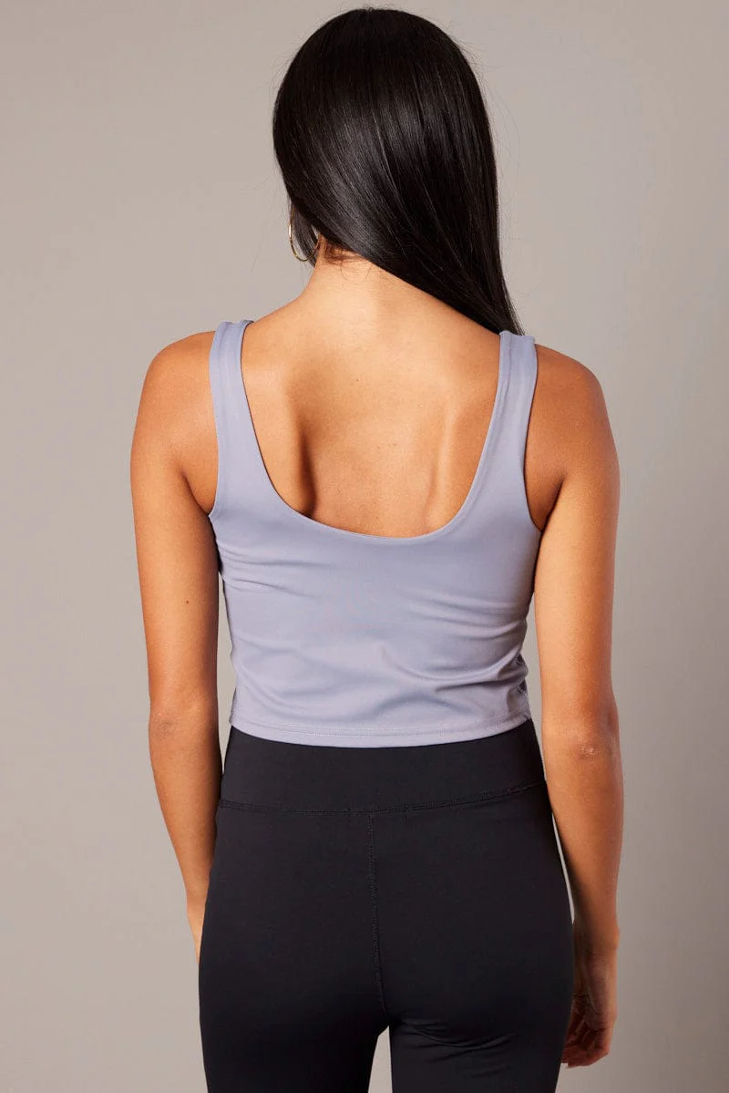 Grey Tank Top Sleeveless V Neck - Image 5