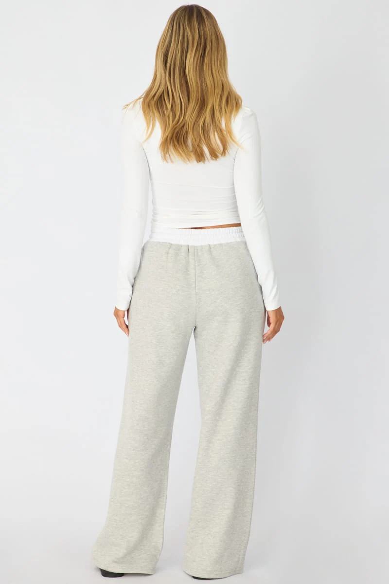Grey Track Pants Contrast Waist - Image 5