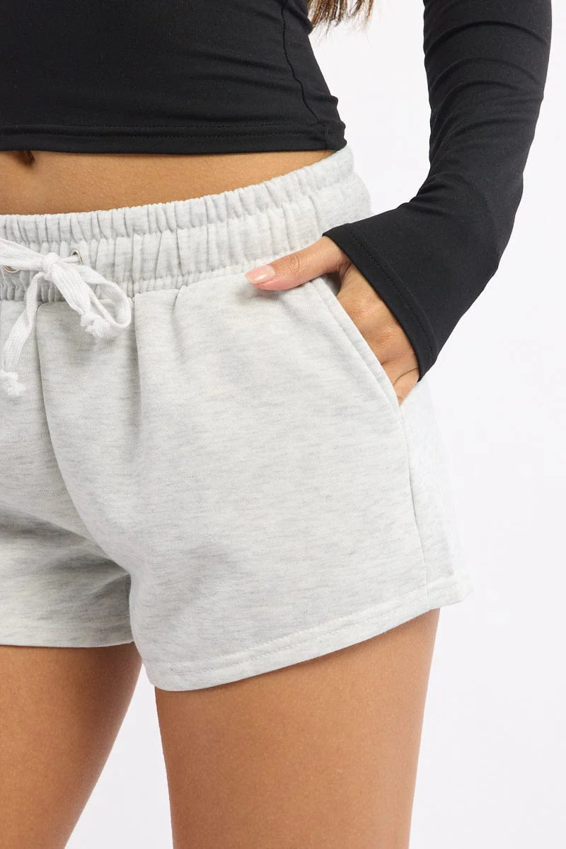 Grey Track Shorts Elasticated Waist - Image 5