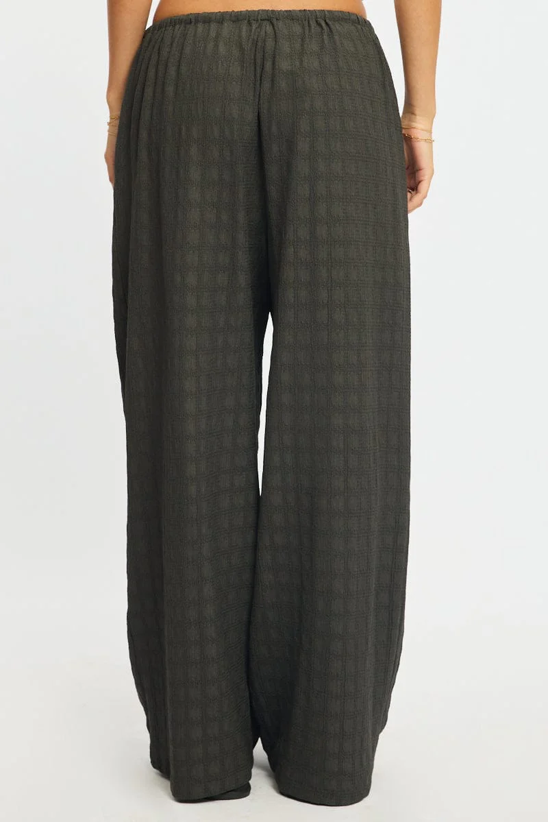 Grey Wide Leg Pants Elasticated Waist - Image 4