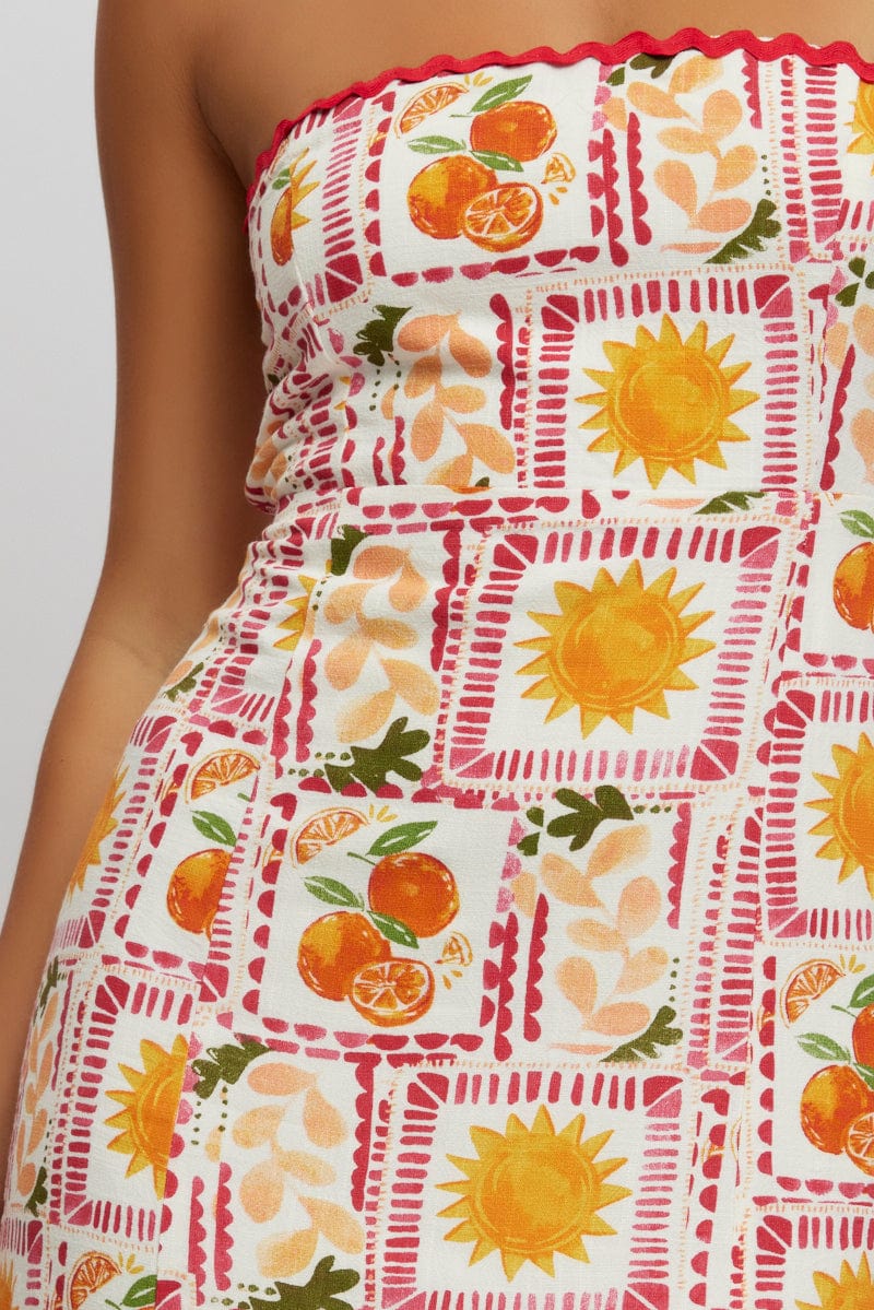 Multi Abstract Maxi Dress Strapless - Image 5