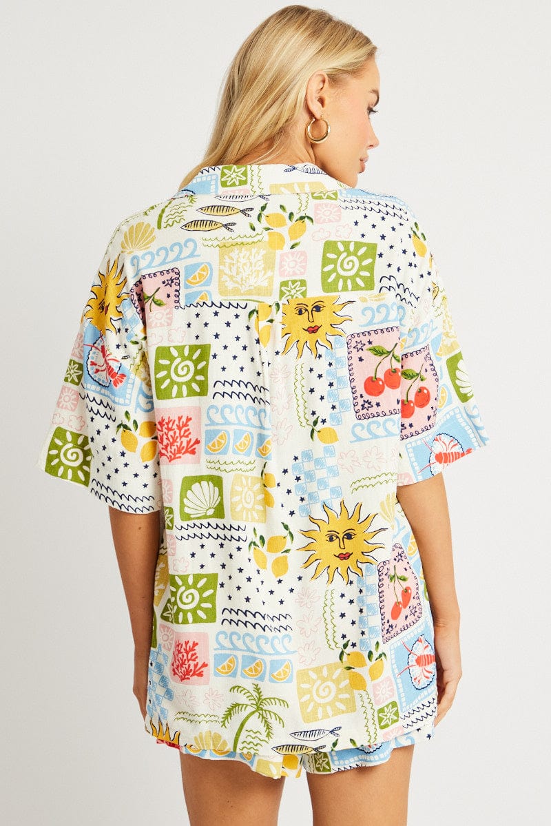 Multi Abstract Relaxed Shirt Short Sleeve - Image 5