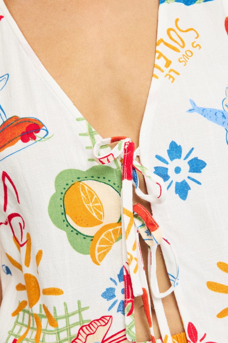 Multi Abstract Tie Up Vest - Image 5