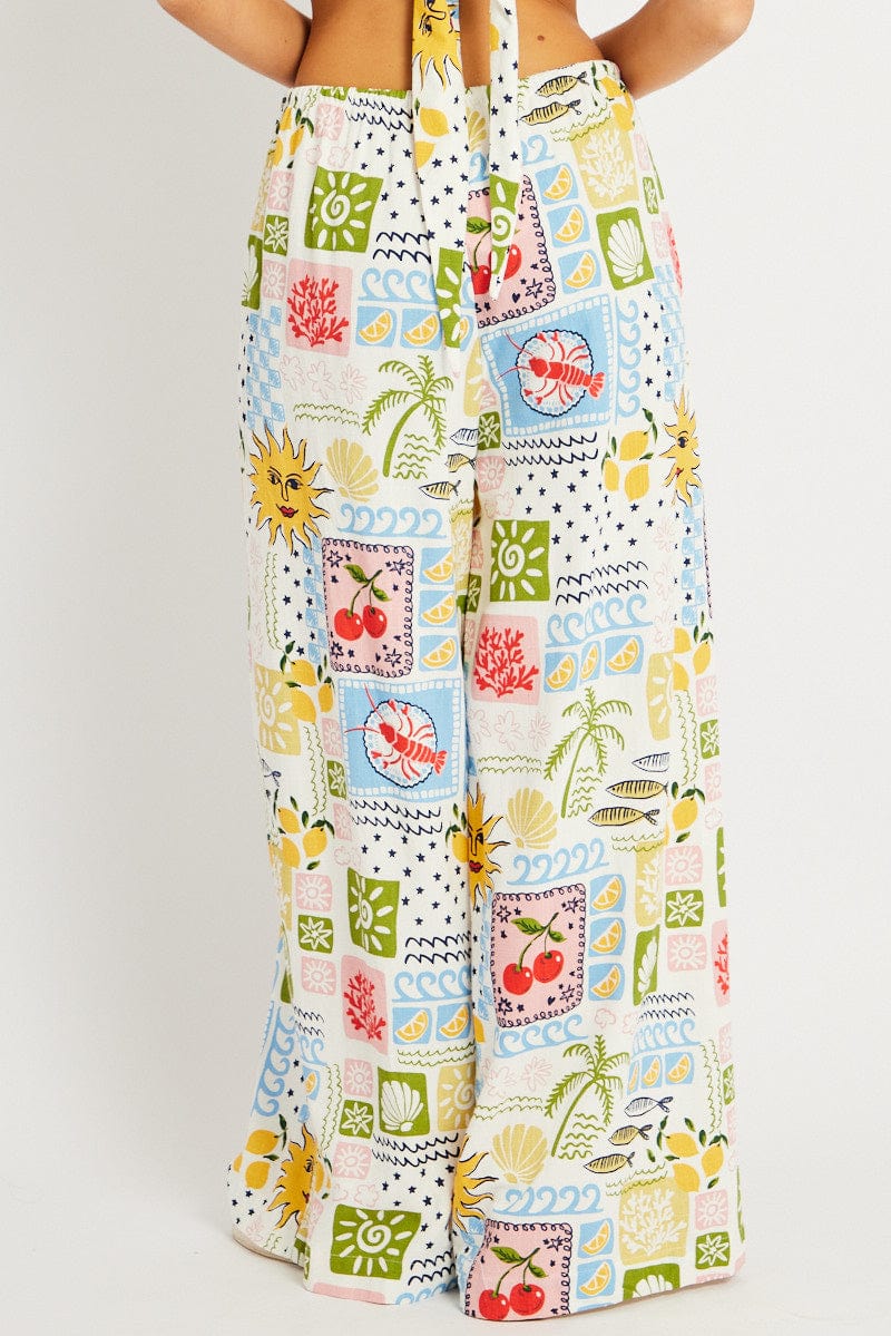 Multi Abstract Wide Leg Pants High Rise - Image 5