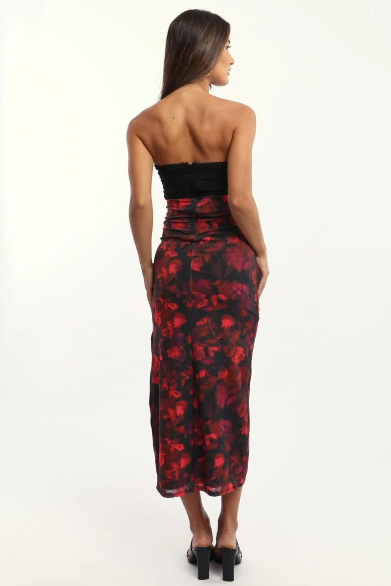 Multi Floral Bodycon Dress Mesh - Image 5