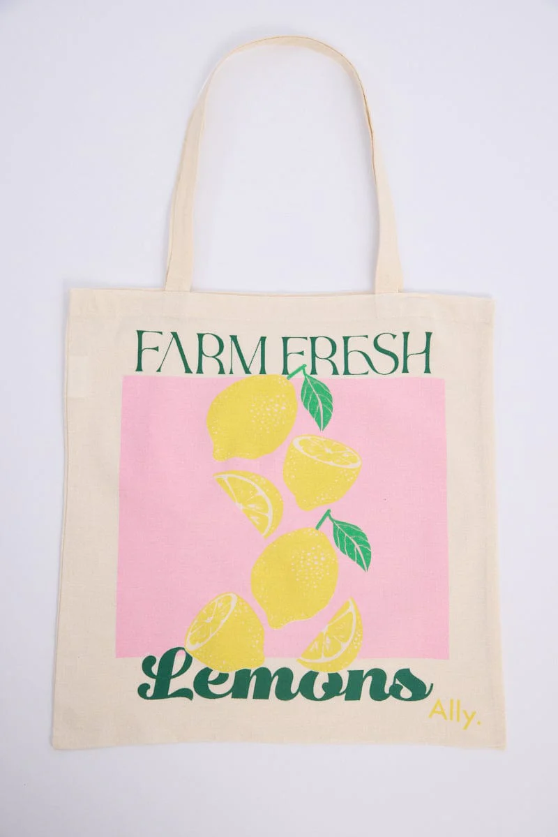 Multi Print Tote Bag Printed Farmers Market