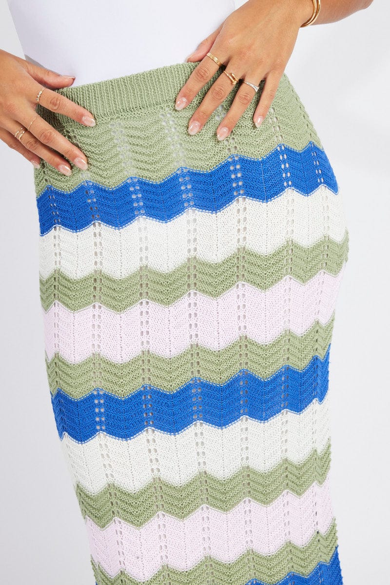 Multi Stripe Knit Skirt Crochet - Image 6