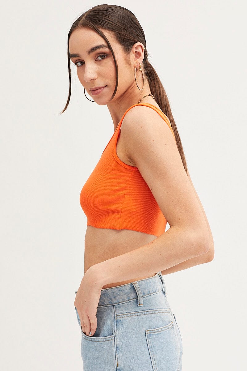 Orange Basic Jersey Top - Image 4