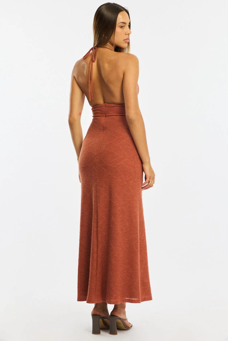 Orange Bodycon Dress Sleeveless - Image 4