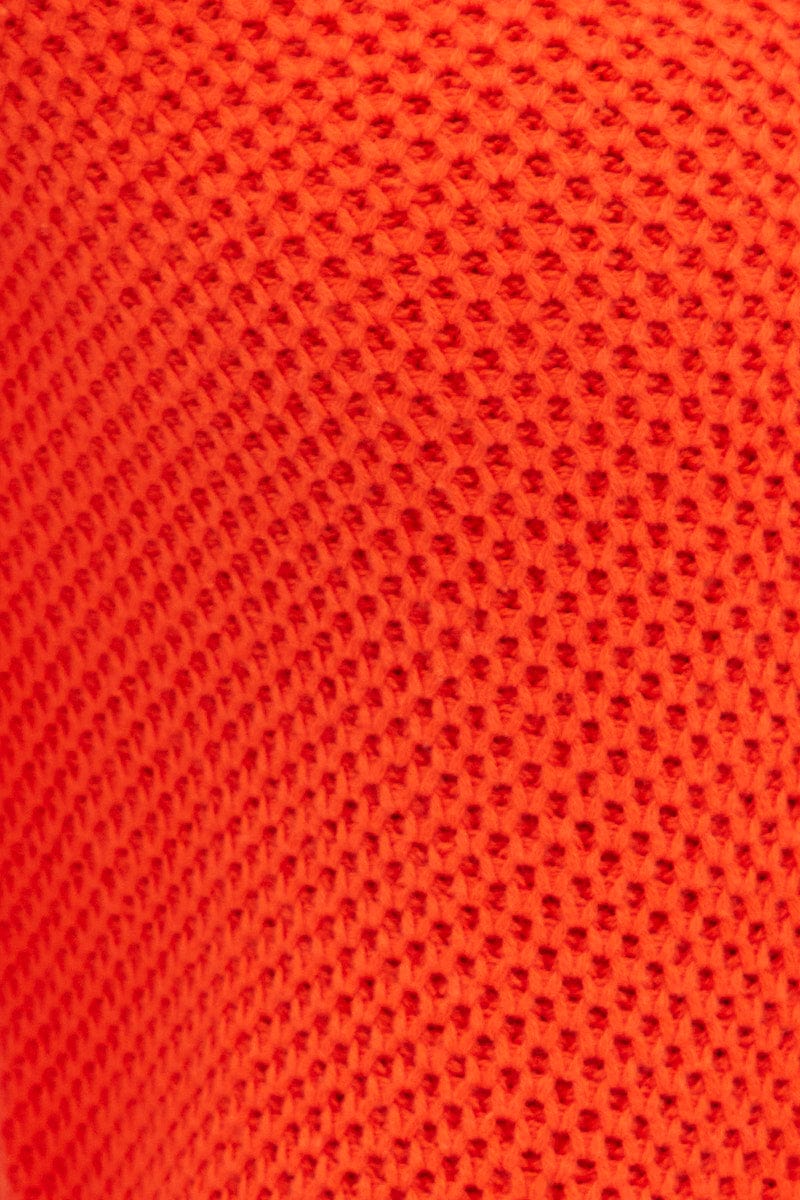 Orange Bolero Long Sleeve V Neck Tie Front Crochet Cotton - Image 6