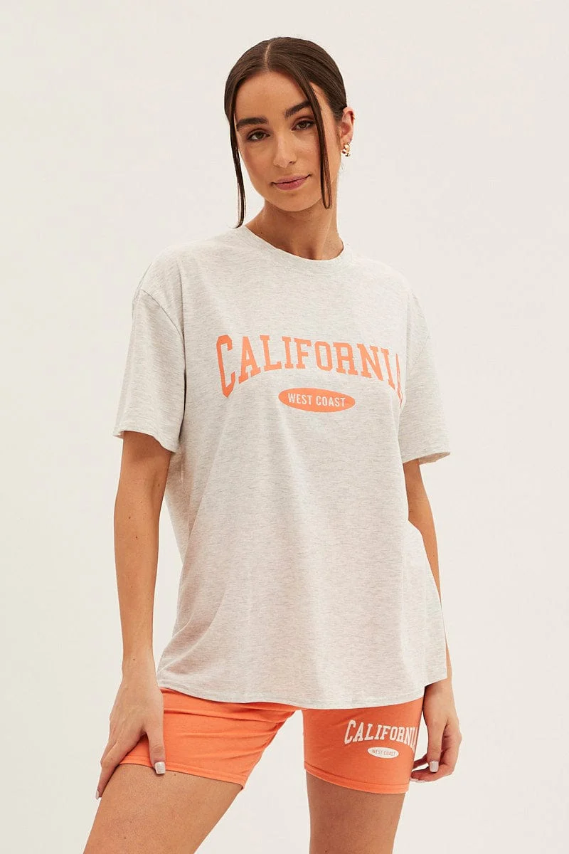 Orange Graphic T And Biker Shorts Set - Image 3