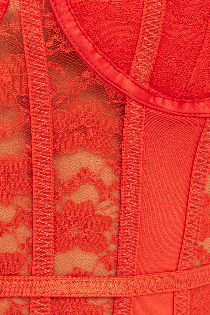 Orange Lace Bodysuit Singlet - Image 6