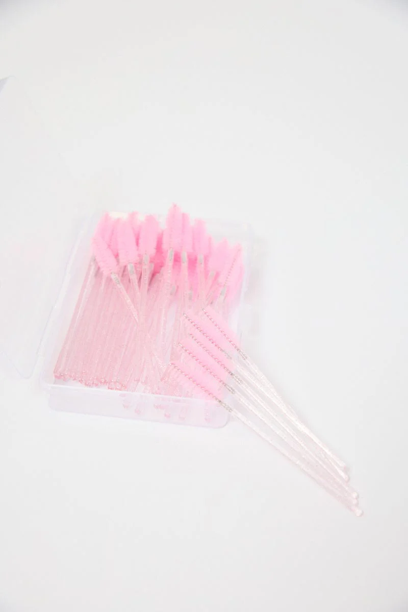 Pink 50 Pk Eyelash Cur Disposable Eyelash Brush - Image 2