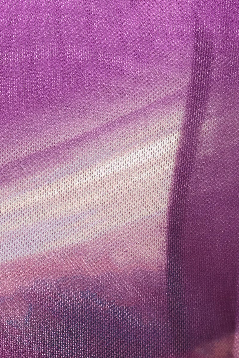 Pink Abstract Singlet Cami Crop Mesh Printed - Image 6