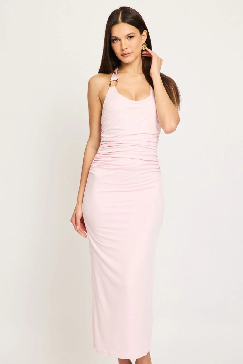 Pink Bodycon Dress Halter Neck - Image 2