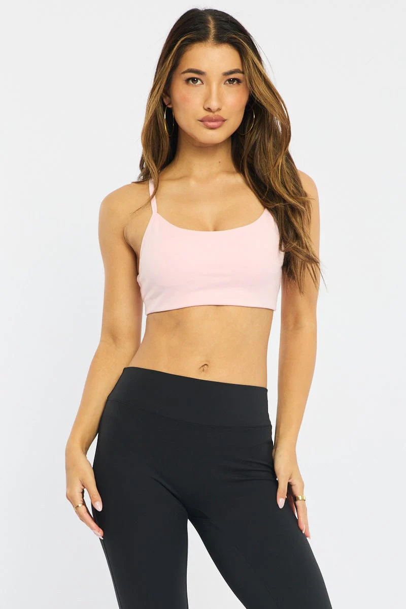 Pink Bralette Cropped Scoop Neck