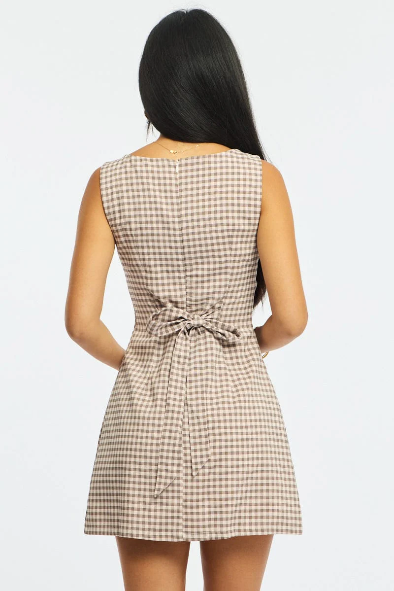Pink Check Bodycon Dress Mini Check - Image 5