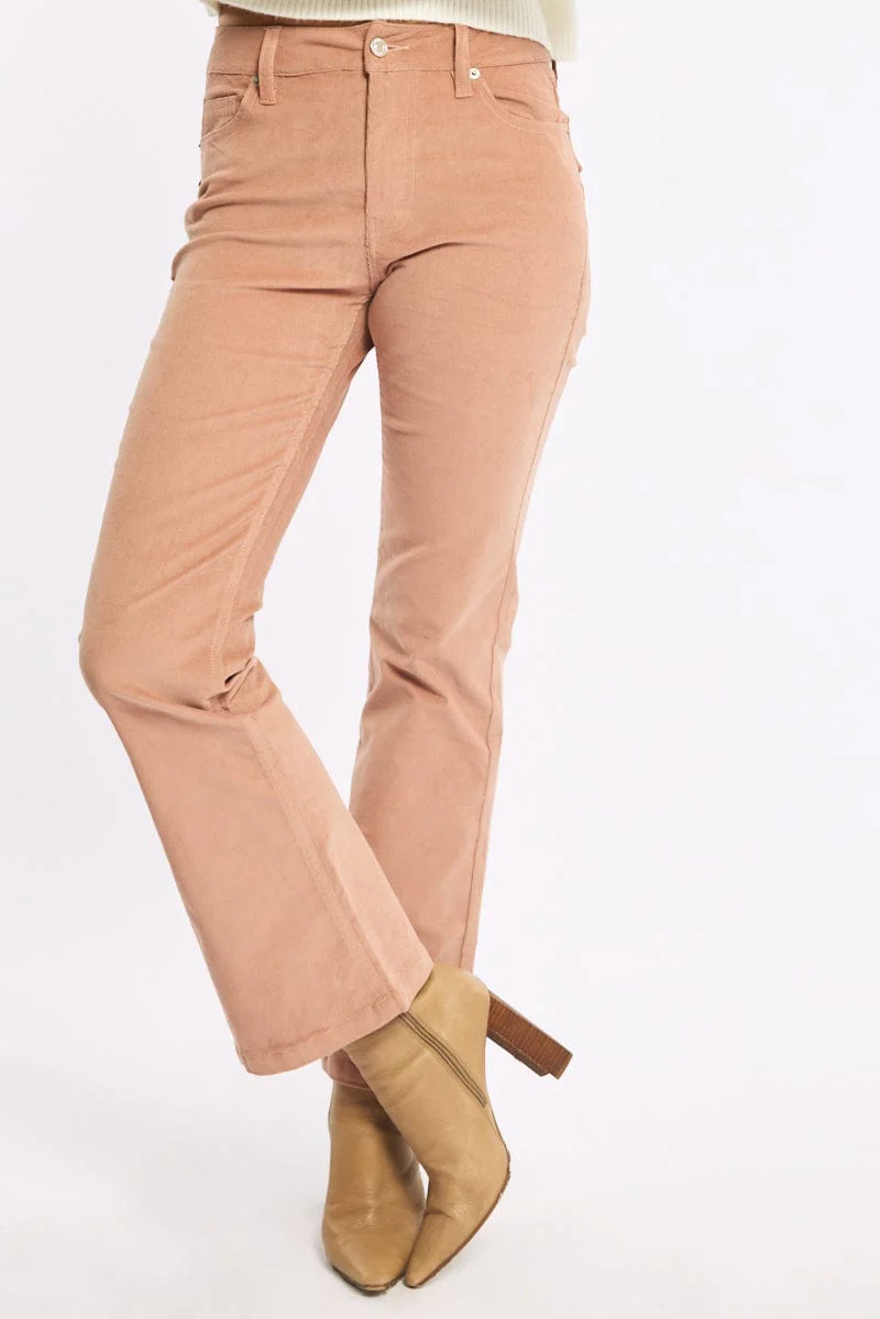 Pink Flare Leg Pants Corduroy - Image 2