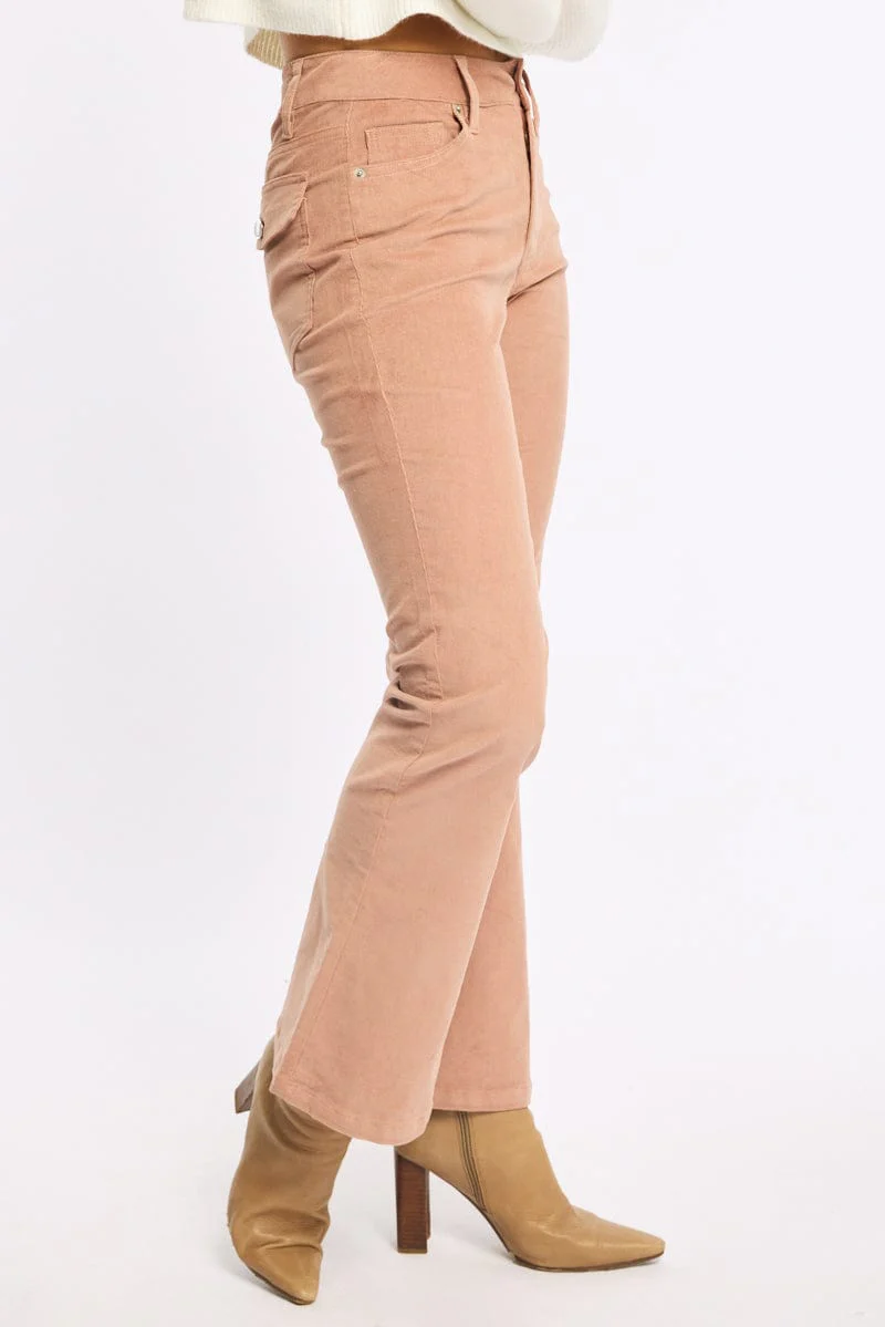 Pink Flare Leg Pants Corduroy - Image 3
