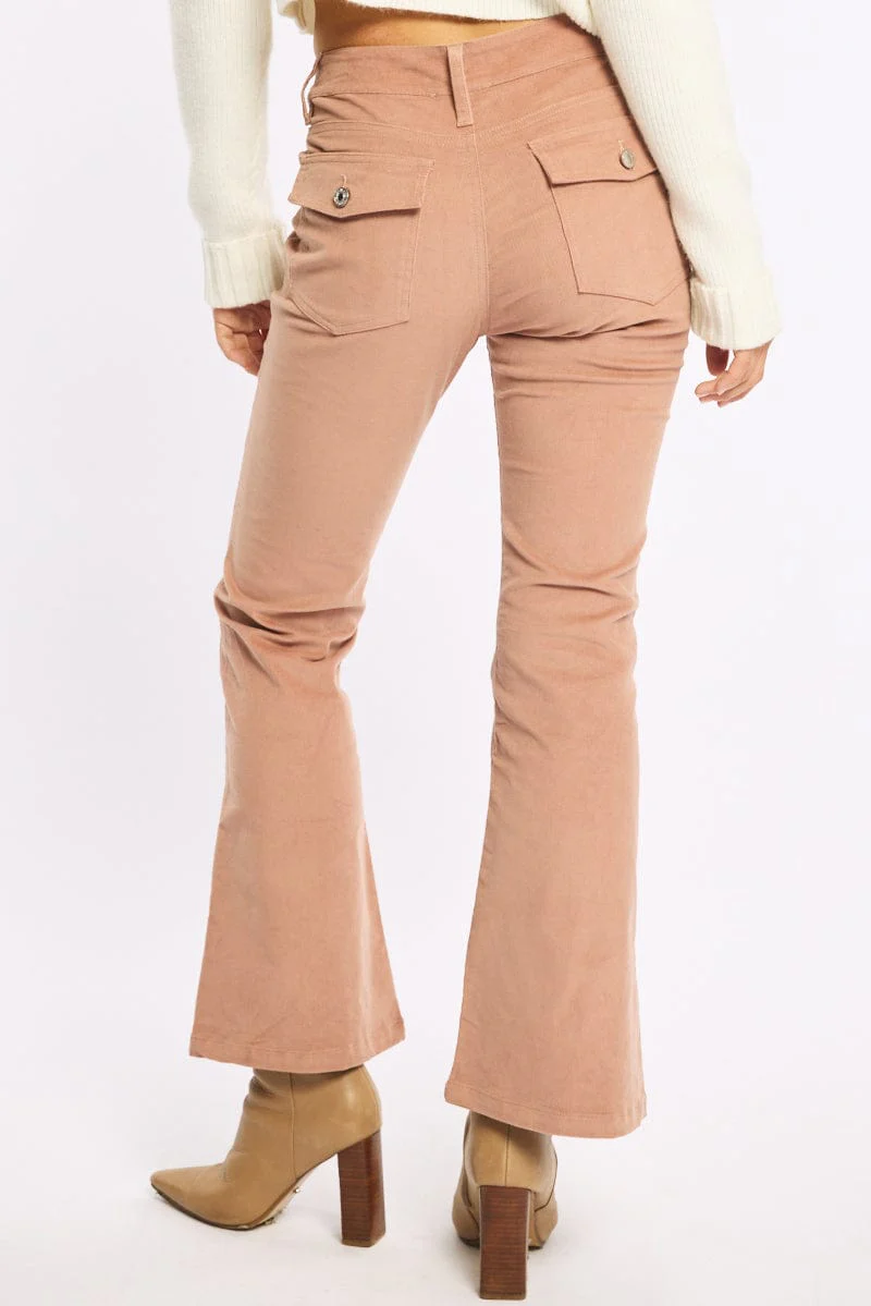 Pink Flare Leg Pants Corduroy - Image 4