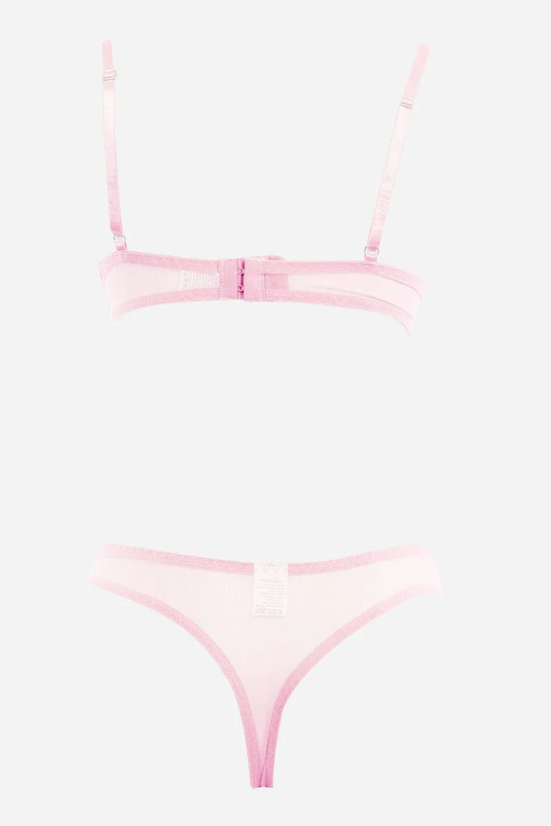 Pink Floral Embroidery Lingerie Set - Image 2